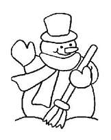 coloriage le bonhomme de neige et son balai